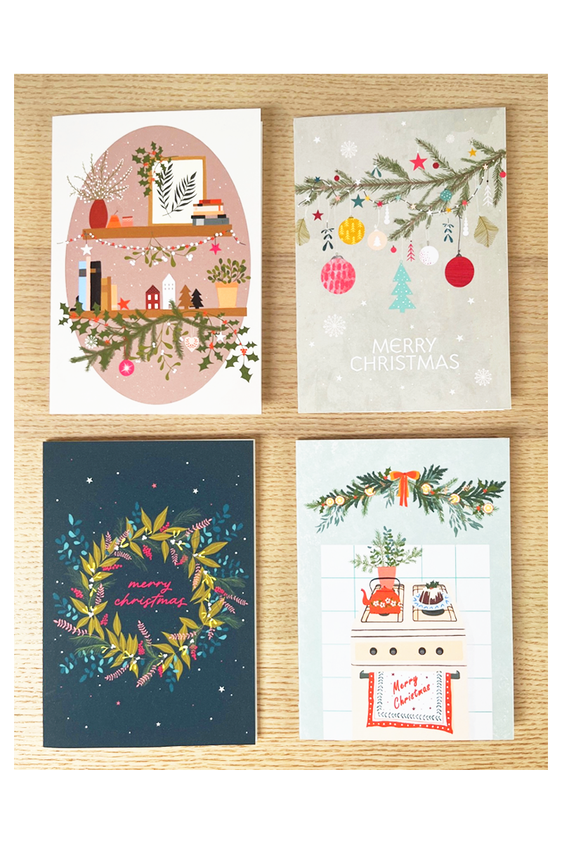 Pack of four Christmas cards