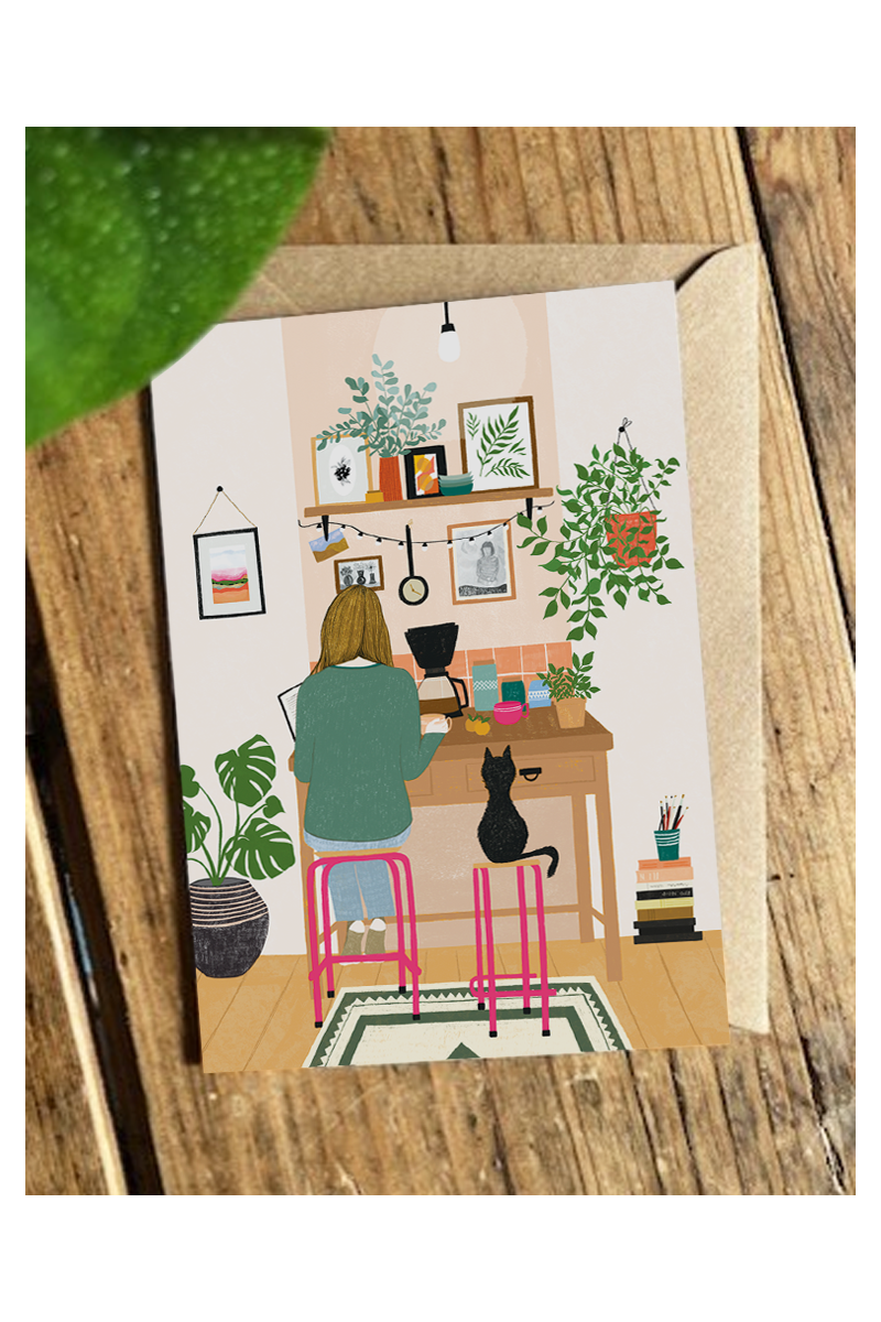 Two Pink Stools card