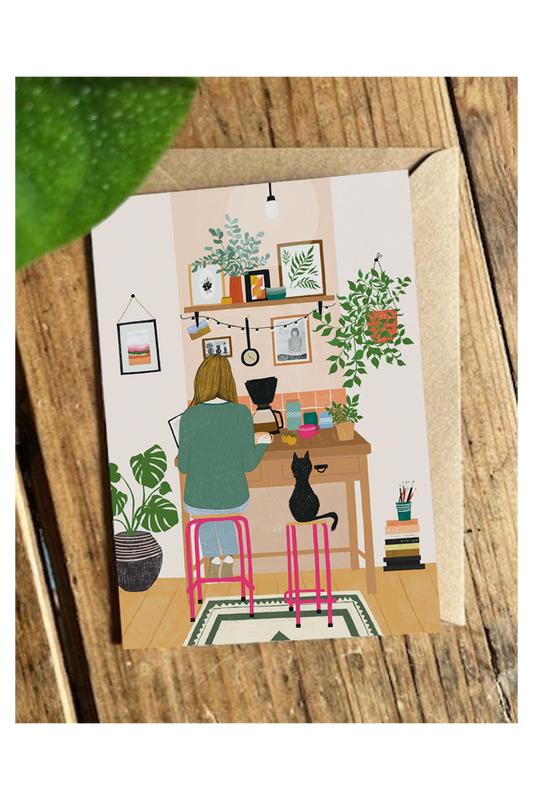 Two Pink Stools card